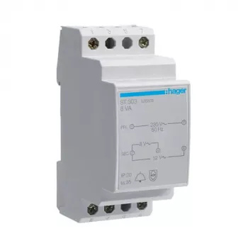 Hager ST303 zvončekový transformátor 230V na 8V/12V 8VA 2 moduly