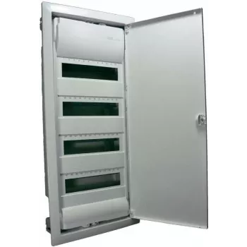 Hager VU48NC podomietkový malý rozvádzač, 4 rady, 48 modulov, biele oceľové dvierka