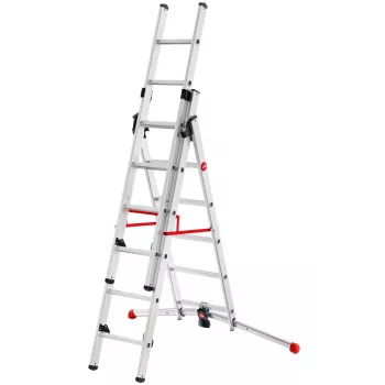 Hailo S100 ProfiLOT kombinovaný rebrík, hliník, 2x6+1x5 priečok, 3-dielny, max. zaťaženie 150 kg