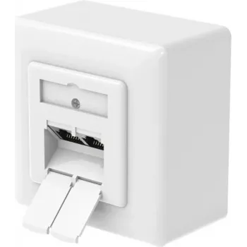 Hama CAT-6a sieťová zásuvka, 2-port RJ45, 10 Gbit/s, tienená, na omietku/pod omietku, biela 00200774