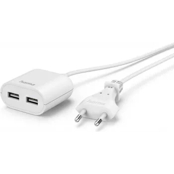 Hama USB napájací zdroj s 1,9 m káblom, 2,4 A, 2x USB-A, biely (00223203)