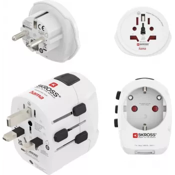Hama World Travel Pro Light USB univerzálna cestovná adaptérová sada, 3-pólová, 2x USB, čierna 00223464