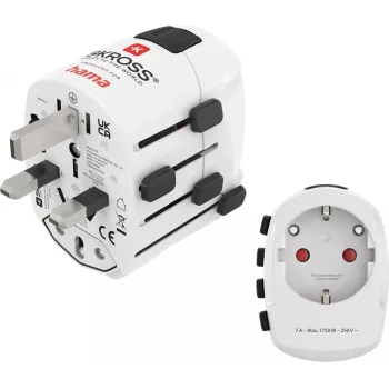 Hama World Travel Pro univerzálny cestovný adaptér, 3-pólový, 1500W, biela 00223465