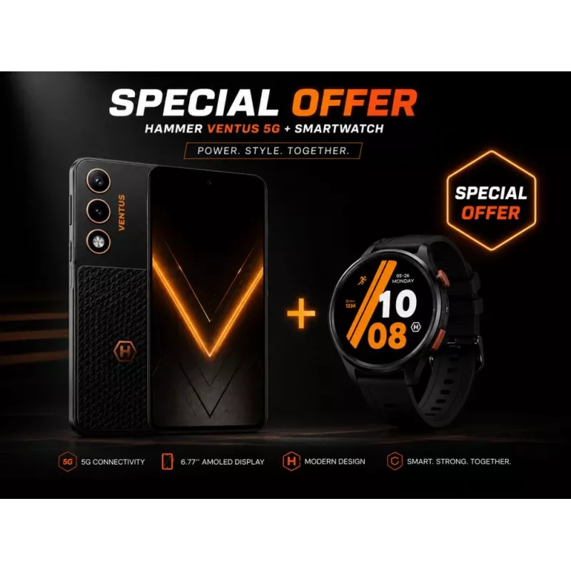Hammer Ventus 5G 6,77 palca AMOLED 5G smartfón 8GB RAM 256GB čierny