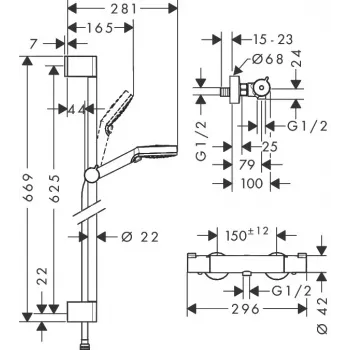 Hansgrohe Crometta sprchový systém s termostatom