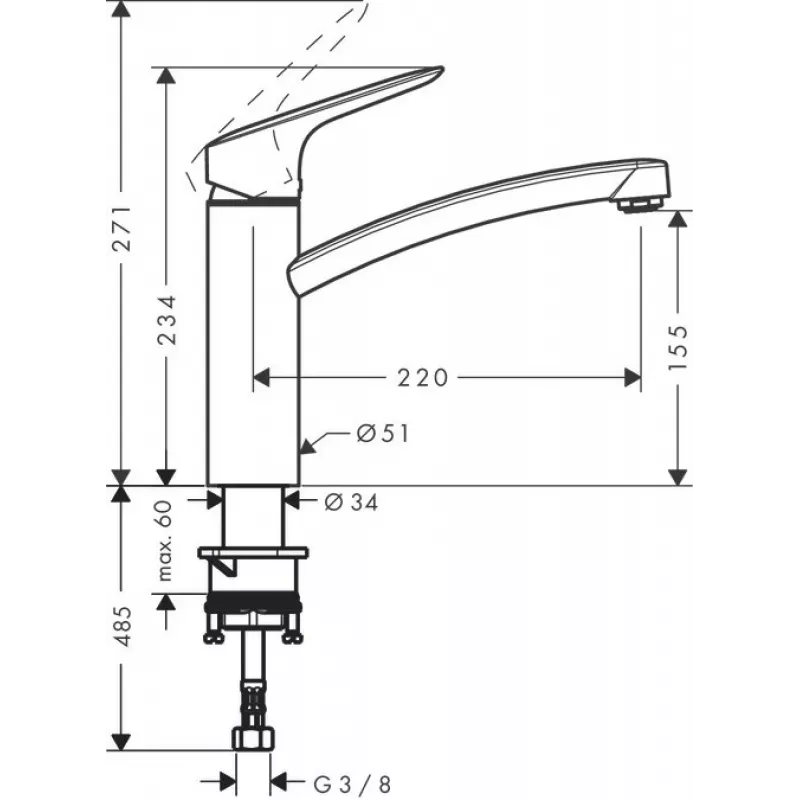 HANSGROHE Logis 160 Kuchynská batéria, otočné rameno, Chróm