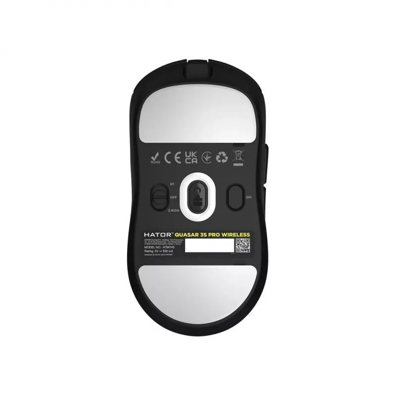 Hator Quasar 3S Pro bezdrôtová herná myš, čierna, 26000 DPI, optická, 2,4 GHz, USB-C, pravá ruka, RGB
