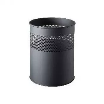 HELIT H2515795 oceľový odpadkový kôš s perforovaným vekom, 15 litrov, čierny, okrúhly