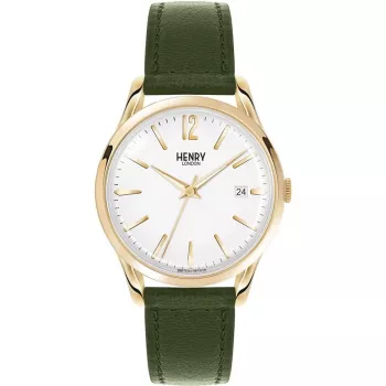 HENRY LONDON unisex hodinky HL39-S-0098 39 mm rose gold zelená koža