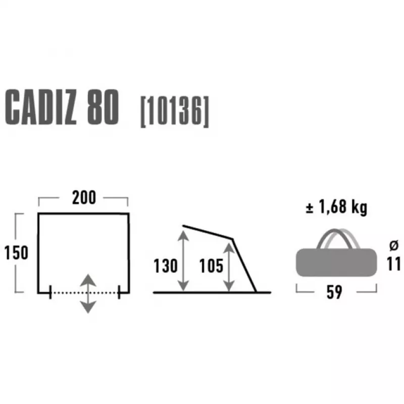 High Peak Strandmuschel Cadiz 80 plážový prístrešok (sivý)