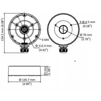 Hikvision DS-1280ZJ-DM8-Y(O-STD) nástenný držiak dome kamery prípojná krabica adaptér, biela