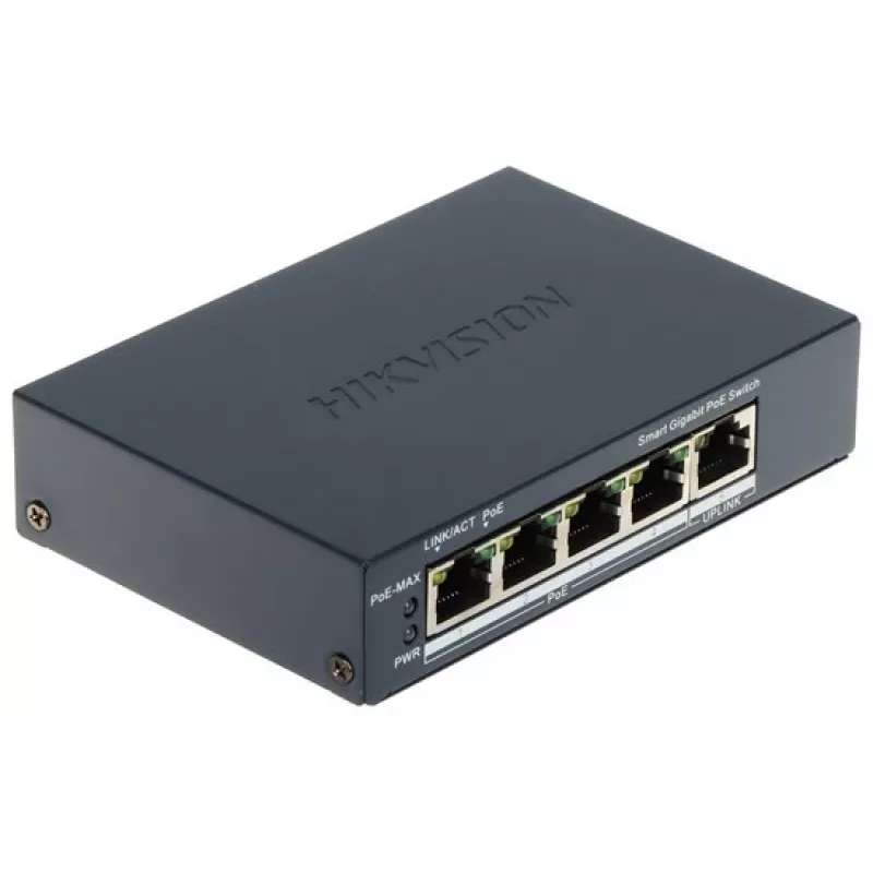 Hikvision DS-3E1505P-EI 4-portový PoE switch 1 Gbps
