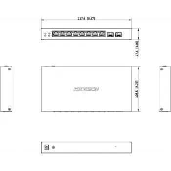 Hikvision DS-3E1510P-EI/M-8P2F 8-portový Gigabit PoE+ Smart Managed switch s 2 SFP portami