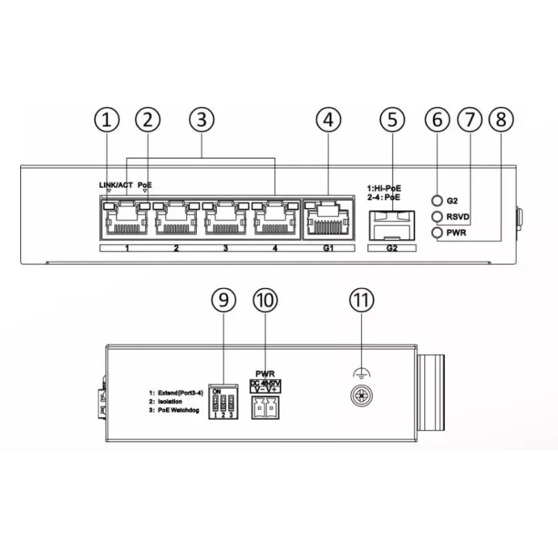 Hikvision DS-3T0306HP neupravovaný sieťový switch 5-port Fast Ethernet PoE čierny