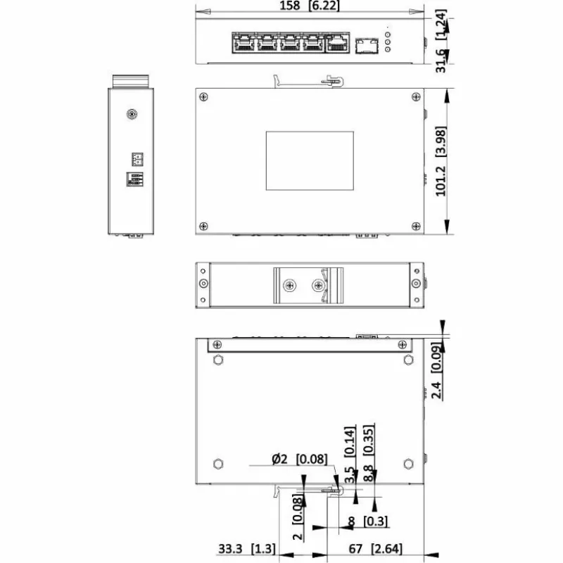 Hikvision DS-3T0306HP neupravovaný sieťový switch 5-port Fast Ethernet PoE čierny