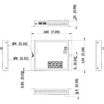 Hikvision DS-3T1510P-SI-FLT(O-STD) 10-portový priemyselný smart managed PoE+ switch s 8 Gigabit PoE+ portami a 2 SFP, 120W budget, DIN lišta, bez napájacieho zdroja
