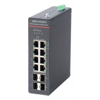 Hikvision DS-3T1512HP-SI-8P4FKIT(240W) LinkVu Layer 2 Managed PoE switch, 12 portov, 8 PoE+ 90W, 240W budget