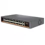 HISMART 24-port PoE+ sieťový switch s 2 Gigabit uplink portami, 300W budget, rack-montovateľný