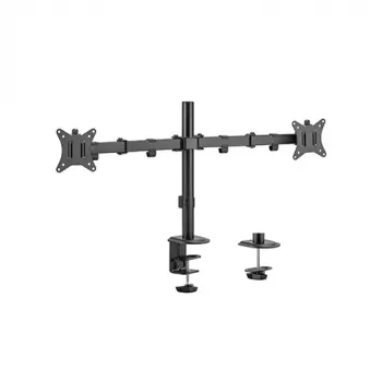 HISMART HS082406 držiak na dva monitory pre 17-32 palcové obrazovky, plynové rameno, stolová svorka/prevlečenie, VESA 75x100, 8kg, matný čierny