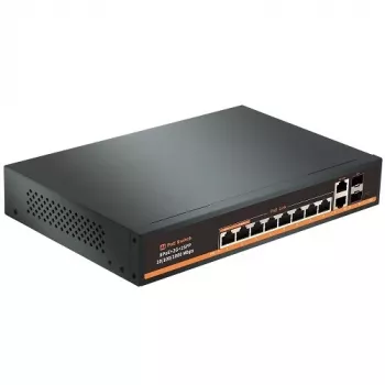 HISMART PoE switch 1000Mbps 8-portový + 2G Uplink + 2G SFP