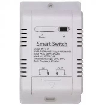 HISMART TUYA Smart 1-kanálový spínač s externým teplotným senzorom, Wi-Fi & RF, 16A, AC 85-250V