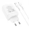 HOCO 35W dual USB-C + USB-A PD & QC3.0 nástenná nabíjačka s USB-C na Lightning káblom, biela