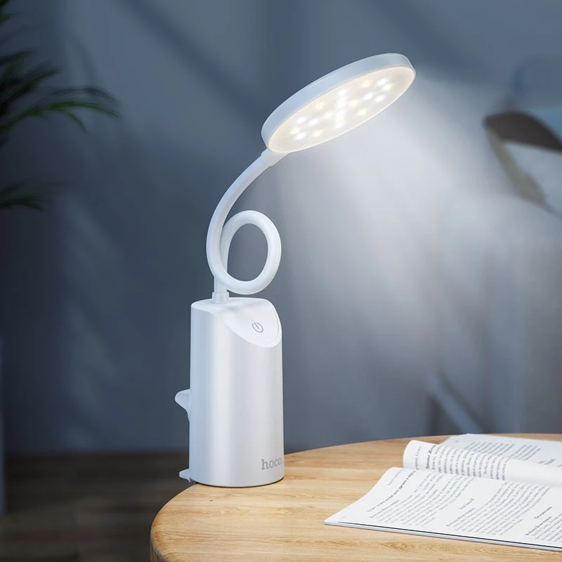 Hoco HX10 Clip stolná lampa biela