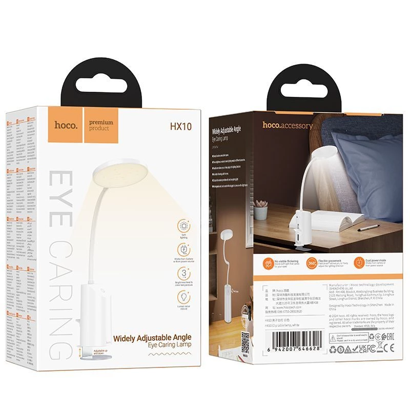 Hoco HX10 Clip stolná lampa biela