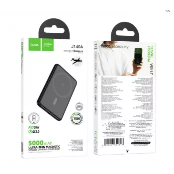 Hoco J140A Tony PD20W ultra tenká magnetická power banka (5000mAh) čierna