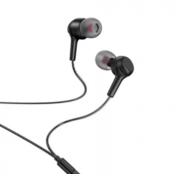 Hoco M78 káblové in-ear slúchadlá s mikrofónom, 3,5 mm jack, čierna