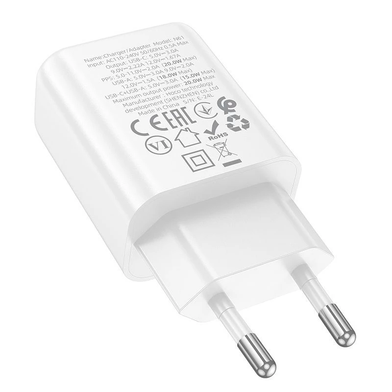 Hoco N61 Gentle PD20W+QC3.0 nabíjačka (EU) biela