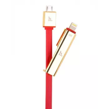 HOCO Universal UPL14 Lipstick Series 2-in-1 nabíjací kábel (Apple Lightning + Micro USB) červený
