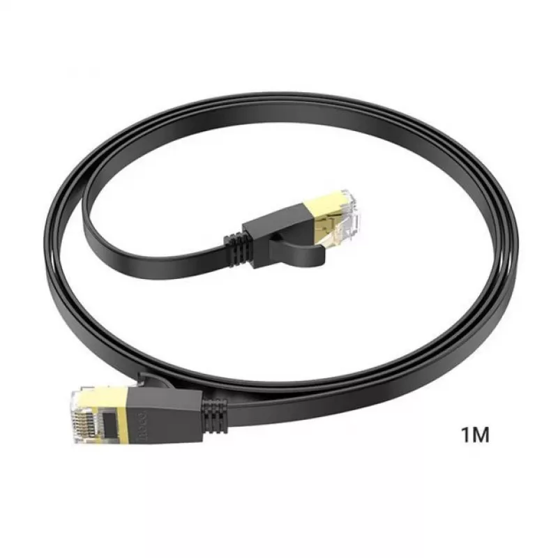 HOCO US07 univerzálny plochý sieťový kábel z čistej medi (1m) čierny