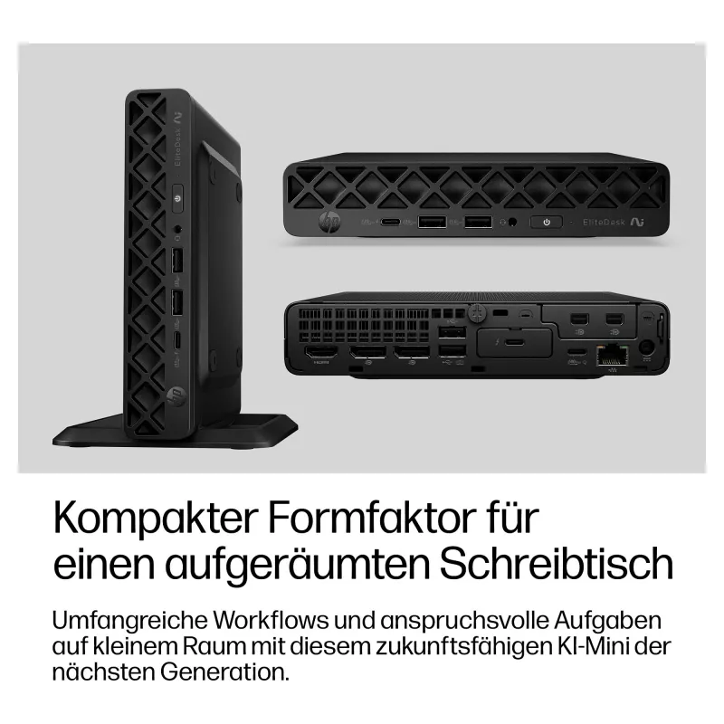HP EliteDesk 8 Mini G2a mini PC, AMD Ryzen AI 5 435, 16GB RAM, 512GB SSD, Windows 11 Pro, čierna
