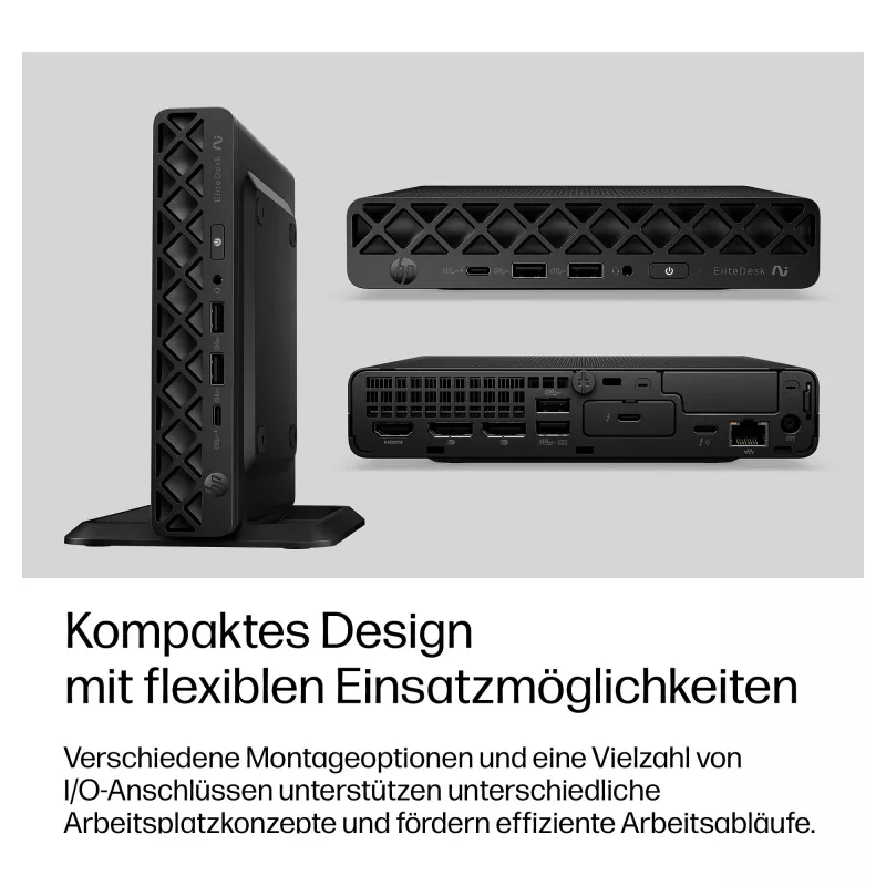 HP EliteDesk 8 Mini G2i Mini PC, Intel Core Ultra 7 356H, 32GB DDR5 RAM, 1TB NVMe SSD, Windows 11 Pro, čierna