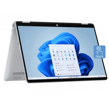 HP OmniBook 5 Flip 14-fp0011nx konvertibilný notebook, Intel Core 5 120U, 16 GB RAM, 512 GB SSD, 14,0″ WUXGA dotykový displej, Windows 11 Home, Natural Silver (repasovaný)