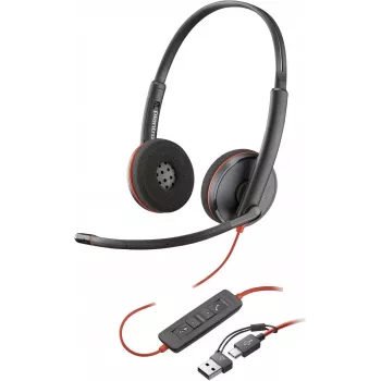 HP Poly Blackwire 3220 stereo USB-C káblový headset + USB-C/A adaptér, čierny