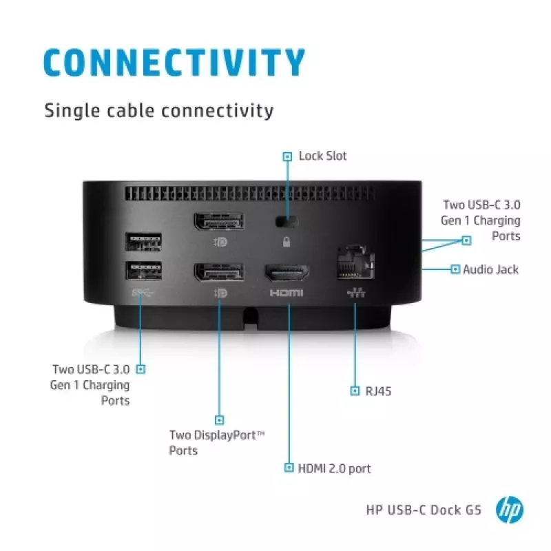 HP USB-C Dock G5 (5TW10AA) dokovacia stanica, čierna