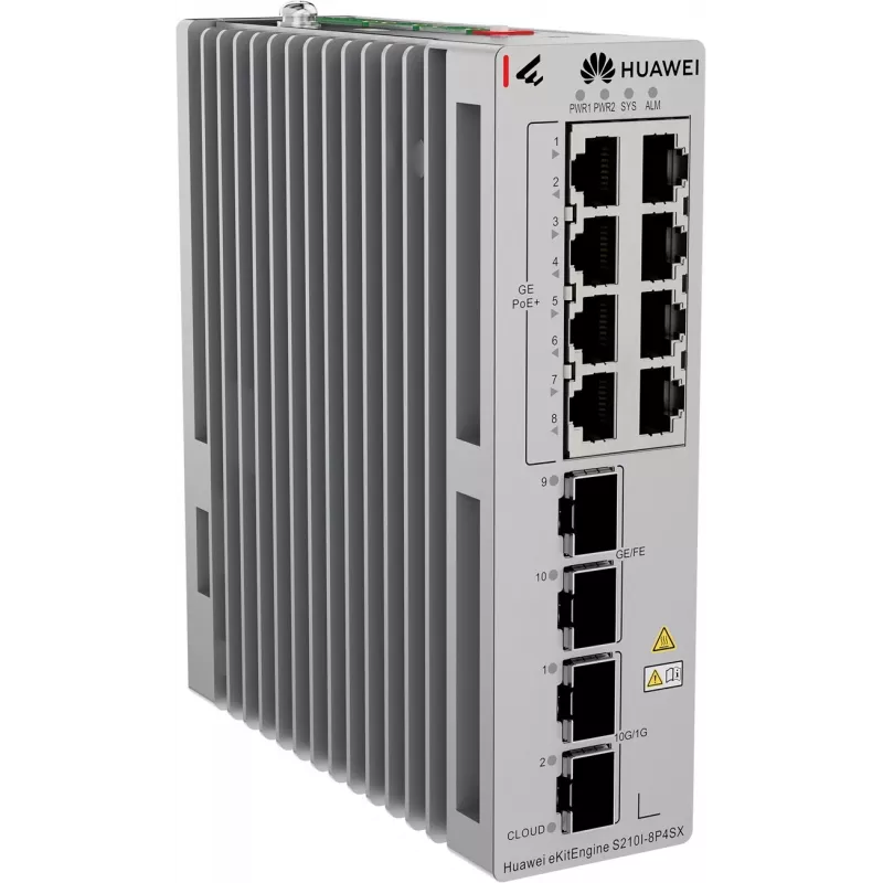 HUAWEI S210I-8P4SX priemyselný Ethernet switch, 8x GE PoE+ medený, 2x GE SFP, 2x 10GE SFP+, DIN lišta, Dual DC 98012933