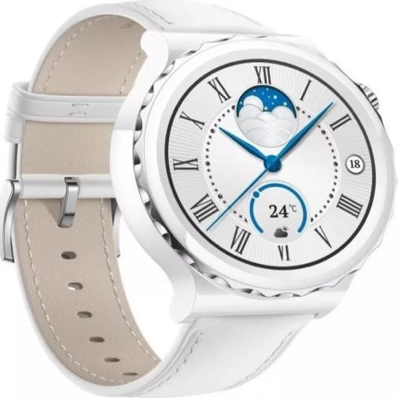 Huawei Watch GT 3 Pro 43mm kožený remienok biela
