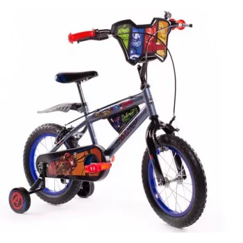 Huffy Avengers 14-palcový detský bicykel - oceľový rám, pomocné kolieska, červená/modrá/čierna