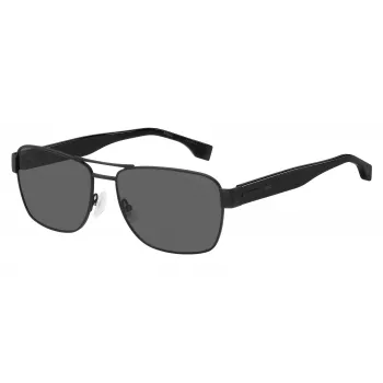 HUGO BOSS BLACK BOSS1441S807 pánske obdĺžnikové slnečné okuliare - čierny rám sivé šošovky 60/16/150 mm
