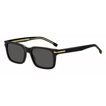 HUGO BOSS BLACK BOSS1628S807 obdĺžnikové slnečné okuliare, čierny rám, sivé sklá, 54/19/145 mm