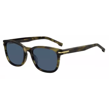 HUGO BOSS BLACK BOSS1722GS517 obdĺžnikové slnečné okuliare čierny rám sivé sklá 54mm