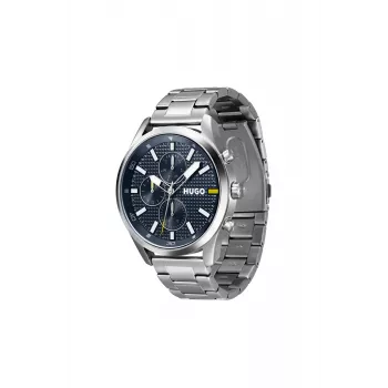 HUGO pánske 1530163 quartz analógové hodinky 46mm modrý ciferník hnedý kožený remienok