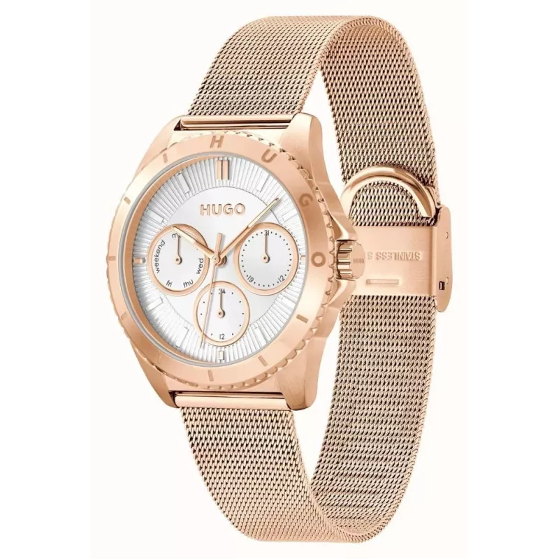HUGO dámske hodinky 1540161 36 mm oceľ mesh strieborná