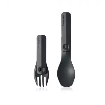 HumanGear Uno GoBites Click cestovná jedálenská súprava lyžica a vidlička sivá