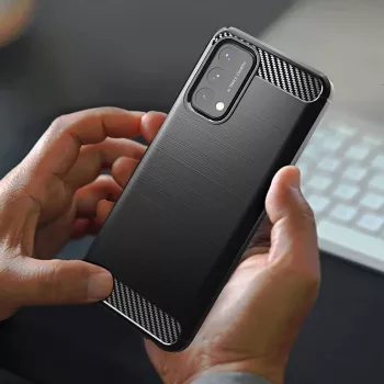 Hurtel Carbon puzdro flexibilný kryt pre OnePlus Nord N200 5G čierna