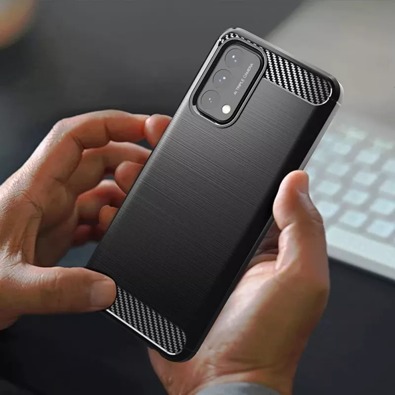 Hurtel Carbon puzdro flexibilný kryt pre OnePlus Nord N200 5G čierna
