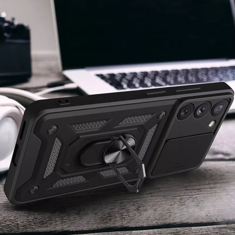 Hurtel Hybrid Armor Camshield puzdro pre Samsung Galaxy A14 - modré
